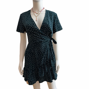 Polly green and white polka dot dress